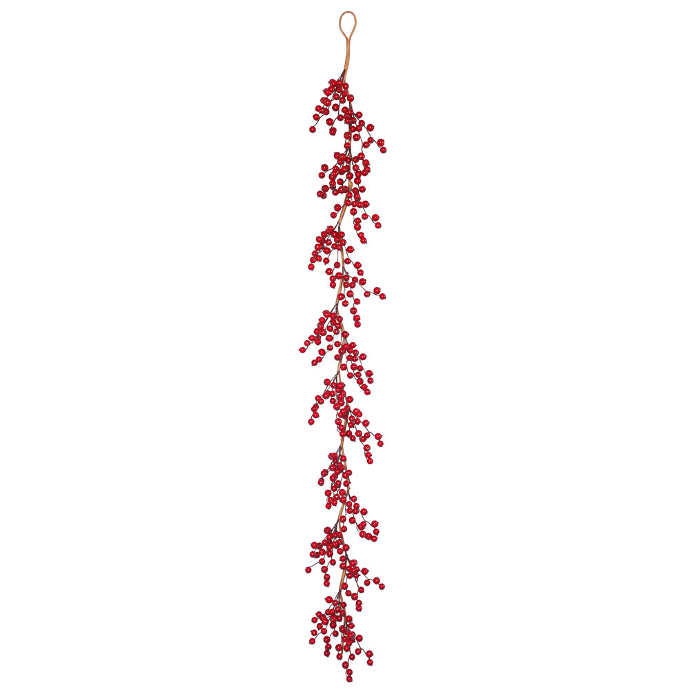 6 Foot Red GooseBerry Artificial Christmas Garland Unlit Weather Resistant