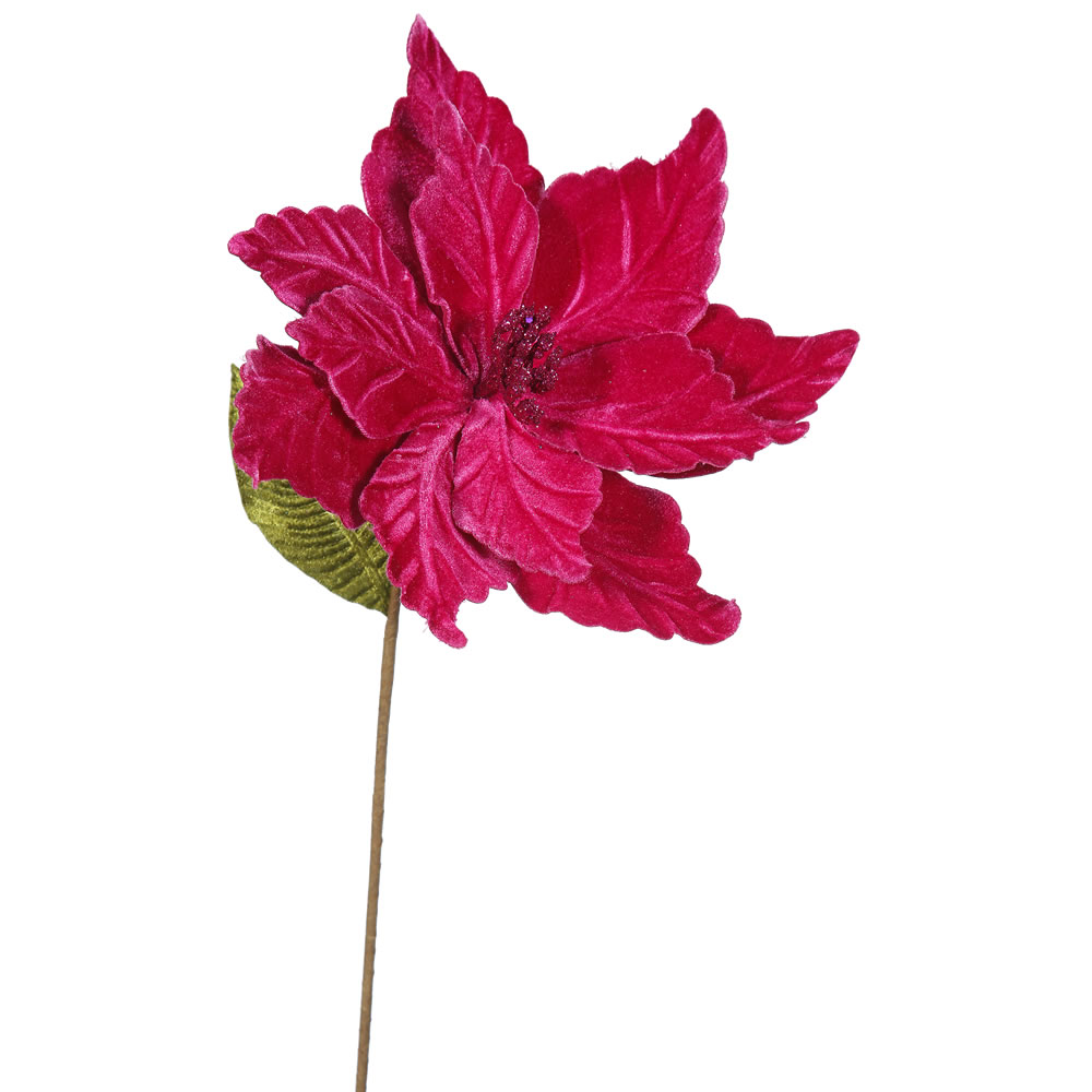 22 Inch Cerise Pink Poinsettia Decorative Artificial Christmas Floral Pick