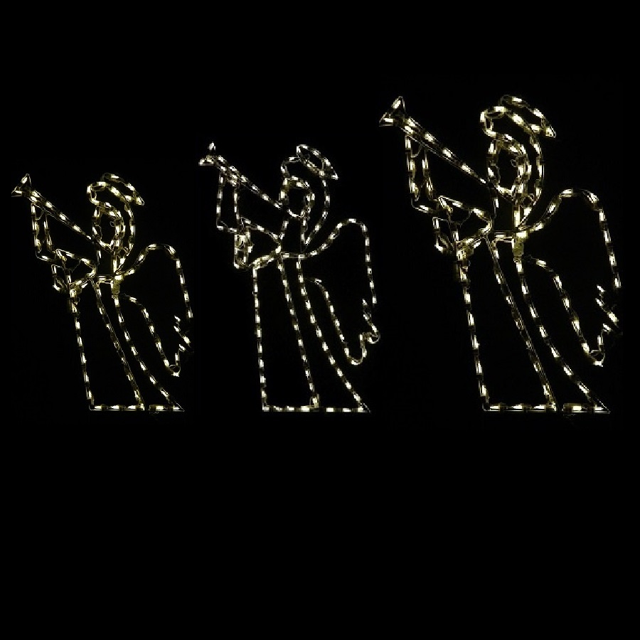 Christmastopia.com - Angel with Trumpet LED Lighted Outdoor Christmas Decoration 3 Piece Set