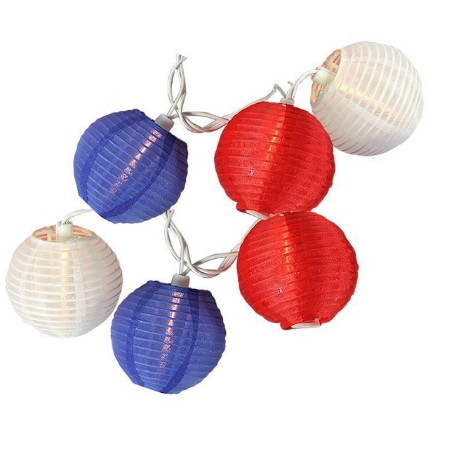 10 Patriotic Red White And Blue Lantern Light Set 10 Patriotic Red White And Blue Lantern Light Set