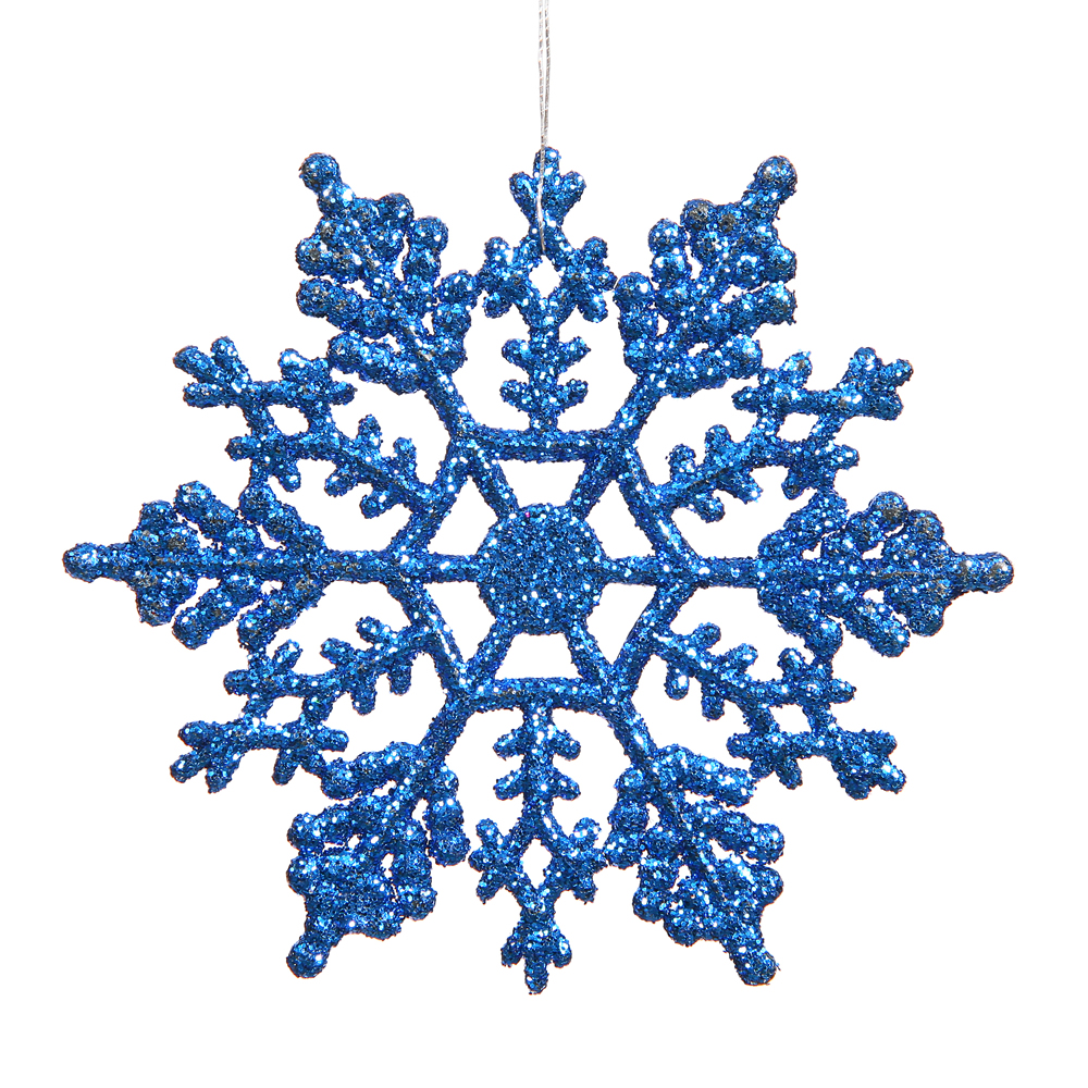 Christmastopia.com 4 Inch Blue Glitter Snowflake Christmas Ornament 2 per Set4