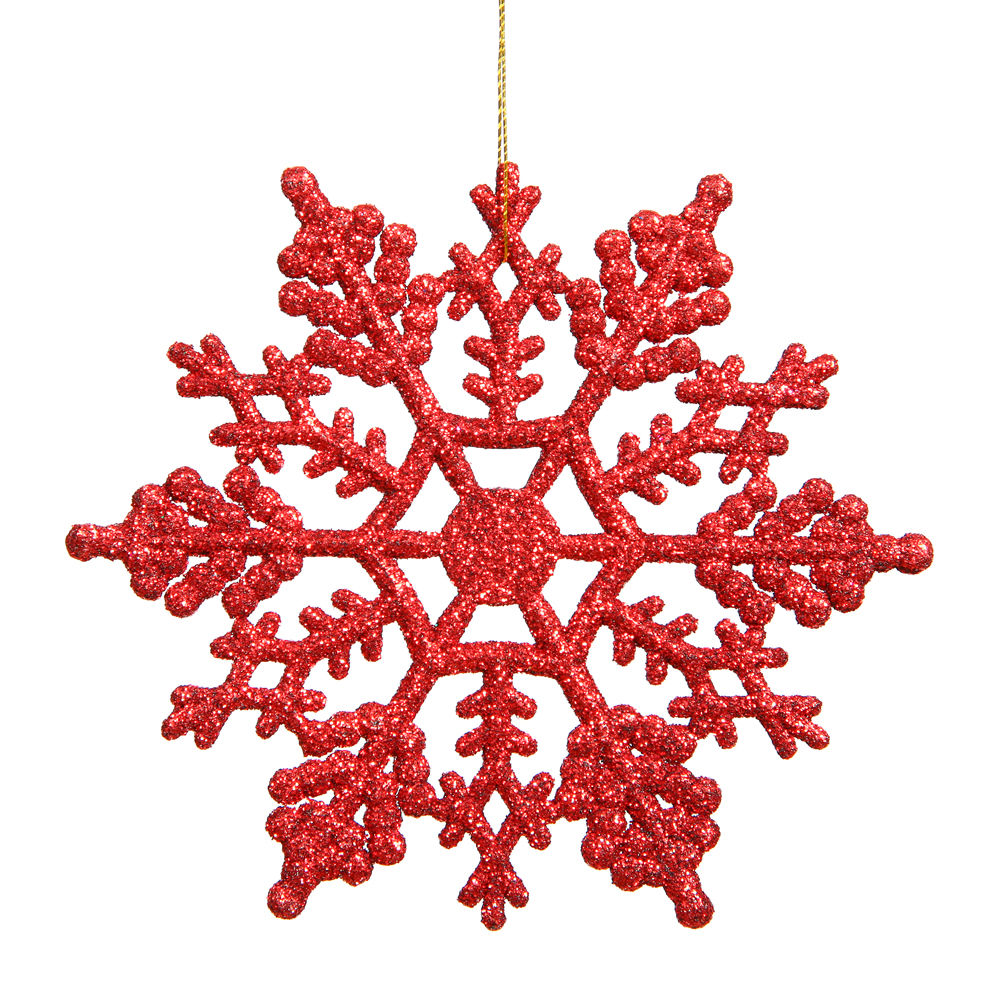 Christmastopia.com 4 Inch Red Glitter Snowflake Christmas Ornament 2 per Set4