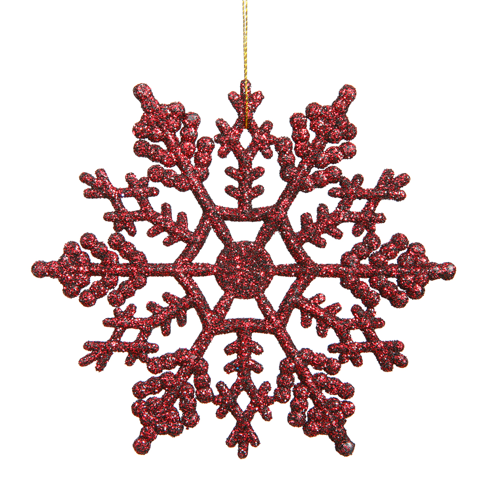 Christmastopia.com 4 Inch Burgundy Glitter Snowflake Christmas Ornament 2 per Set4