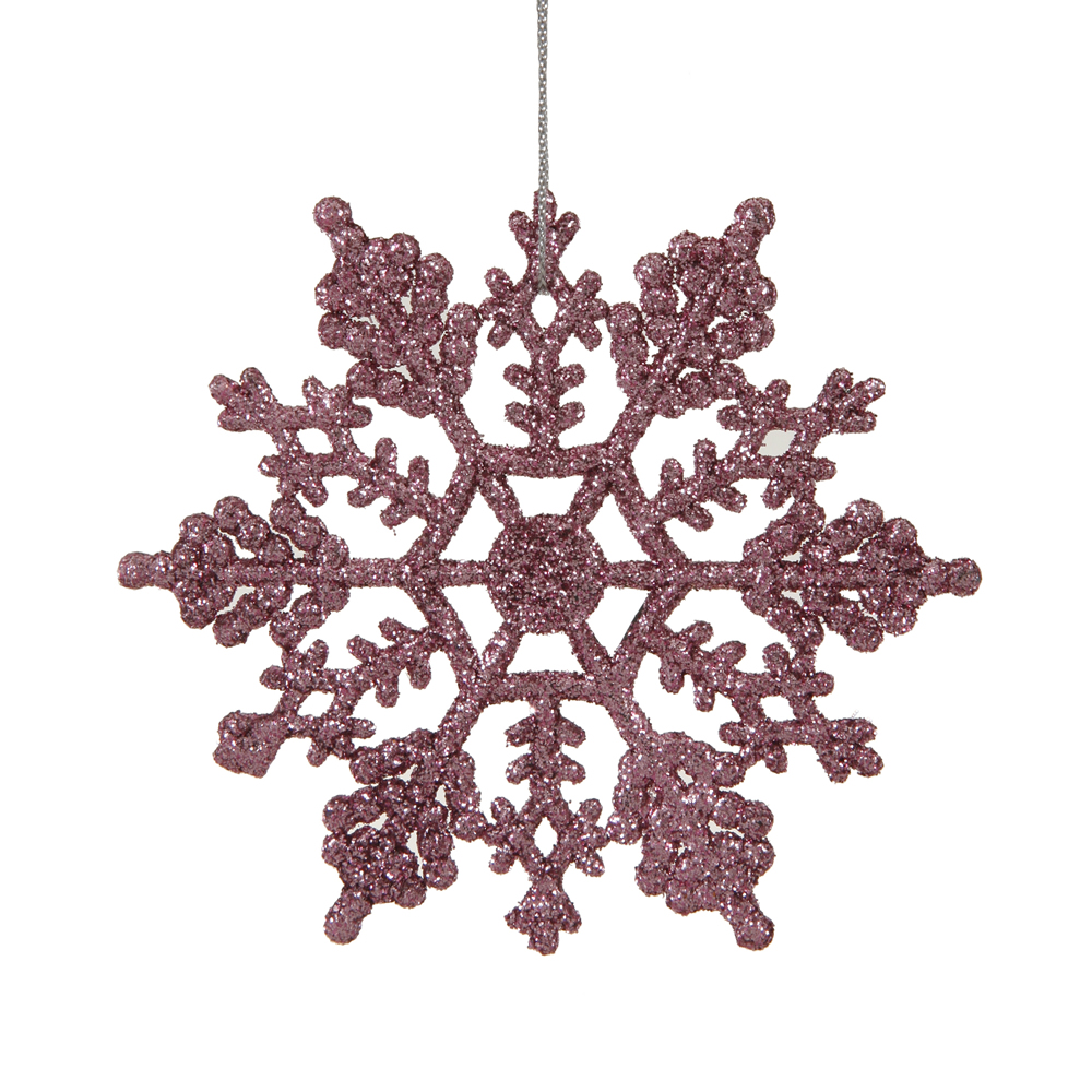 Christmastopia.com 4 Inch Pink Glitter Snowflake Christmas Ornament 2 per Set4