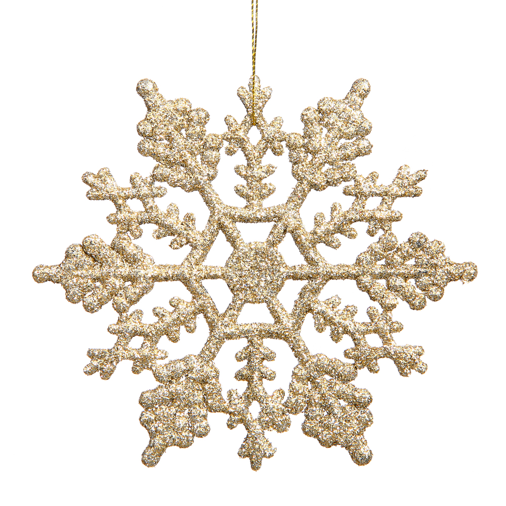 Christmastopia.com 4 Inch Champagne Glitter Snowflake Christmas Ornament 2 per Set4