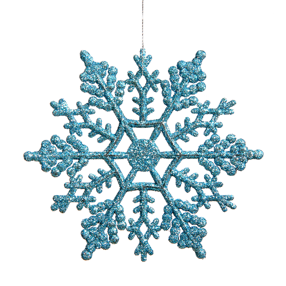 Christmastopia.com 4 Inch Turquoise Glitter Snowflake Christmas Ornament 2 per Set4