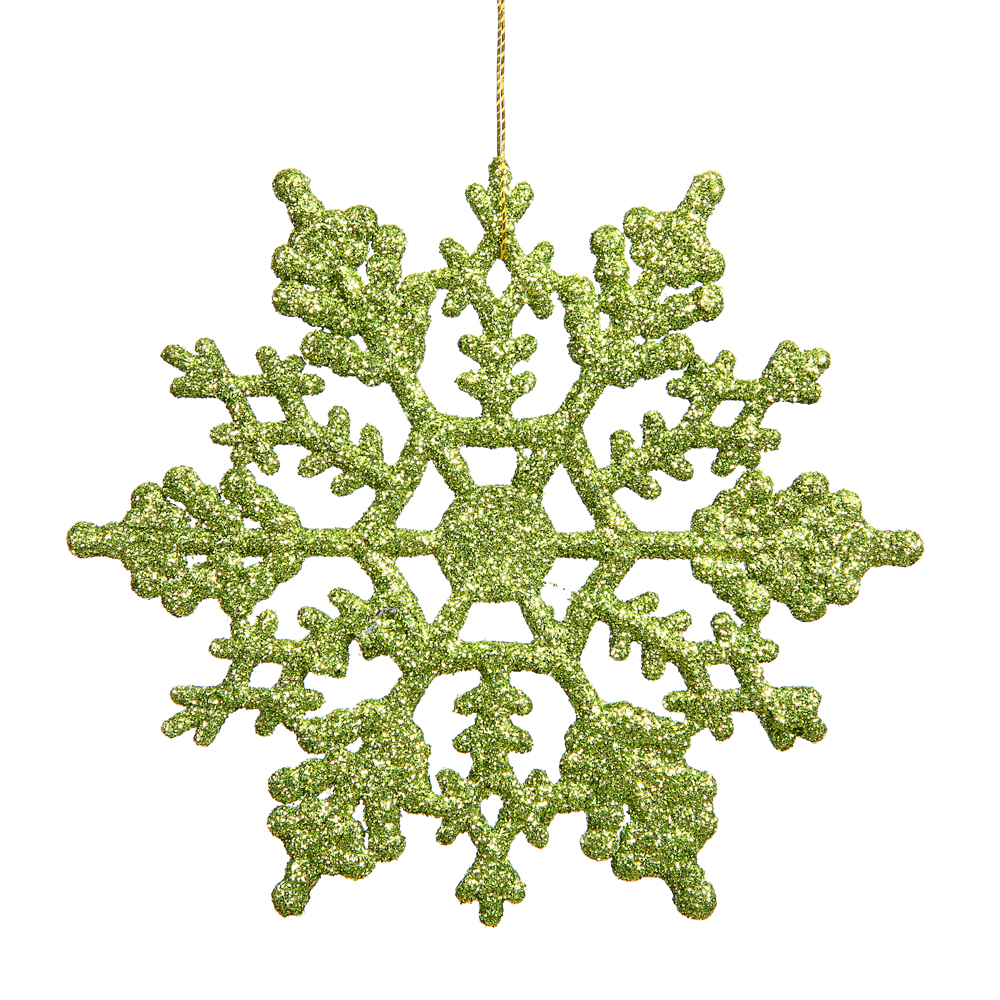 Christmastopia.com 4 Inch Lime Glitter Snowflake Christmas Ornament 2 per Set4