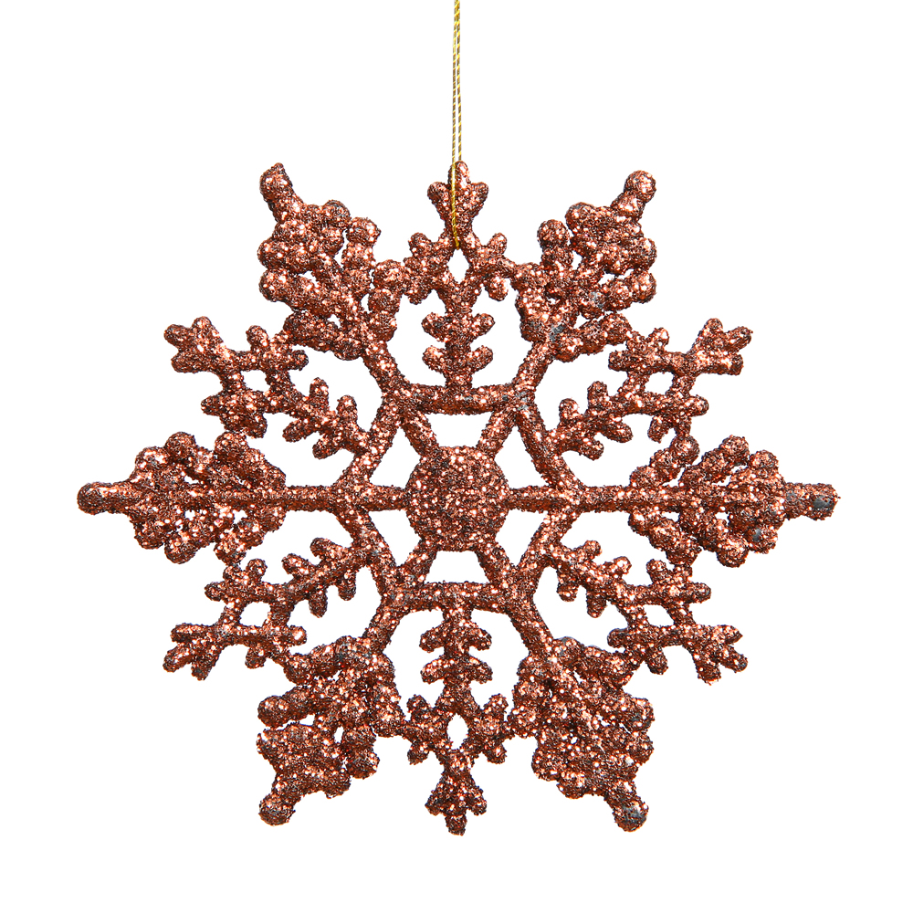 Christmastopia.com 4 Inch Mocha Glitter Snowflake Christmas Ornament 2 per Set4