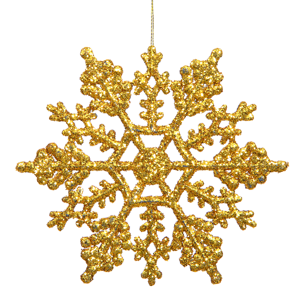 Christmastopia.com 4 Inch Antique Gold Glitter Snowflake Christmas Ornament 2 per Set4