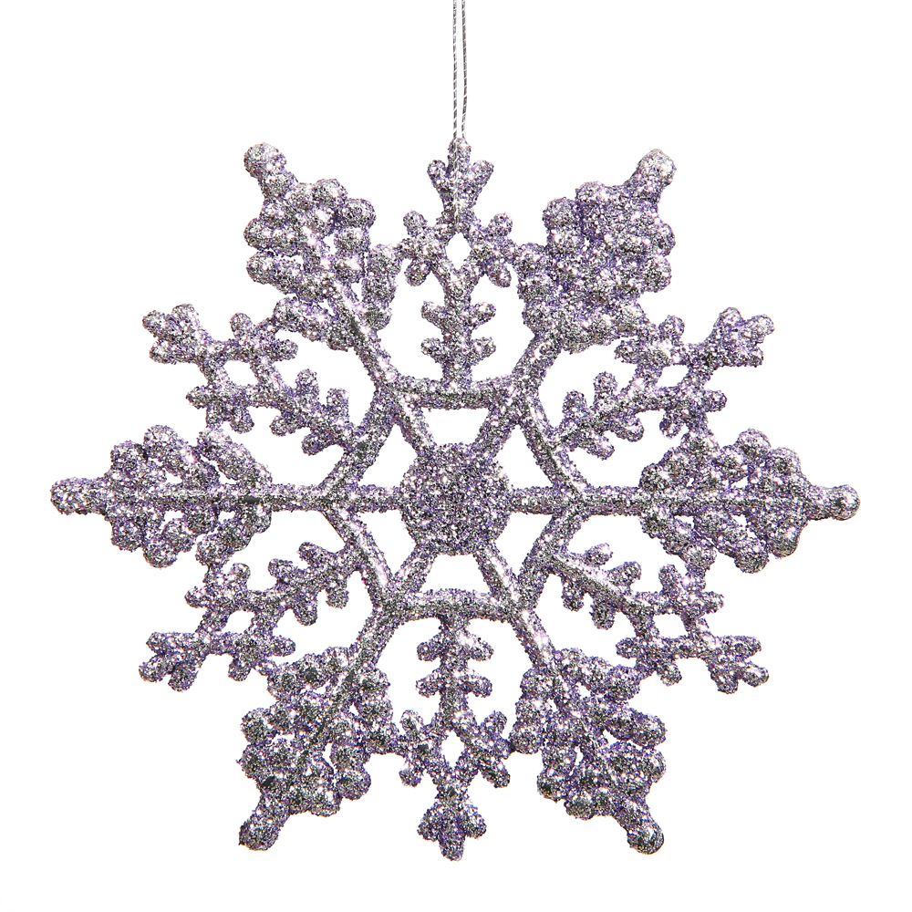 4 Inch Lavender Glitter Snowflake Christmas Ornament 2 per Set4