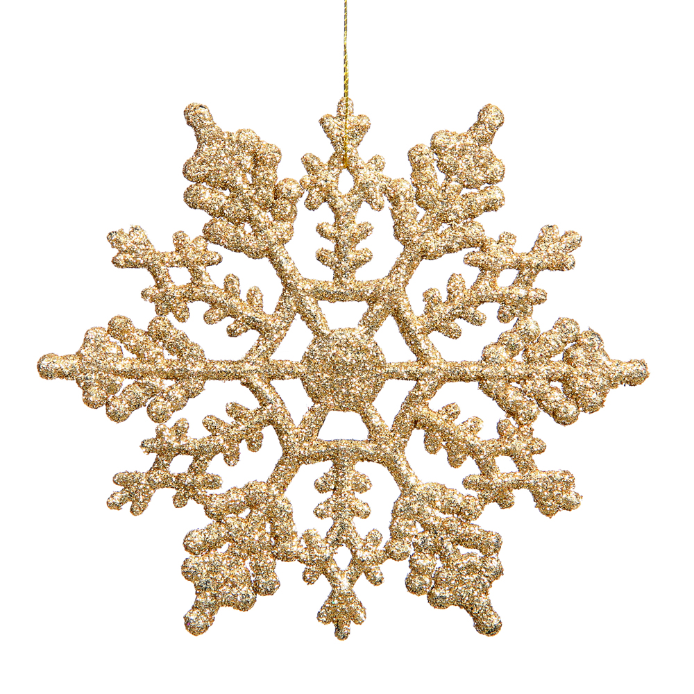 Christmastopia.com 6.25 Inch Gold Glitter Snowflake Christmas Ornament 12 per Set