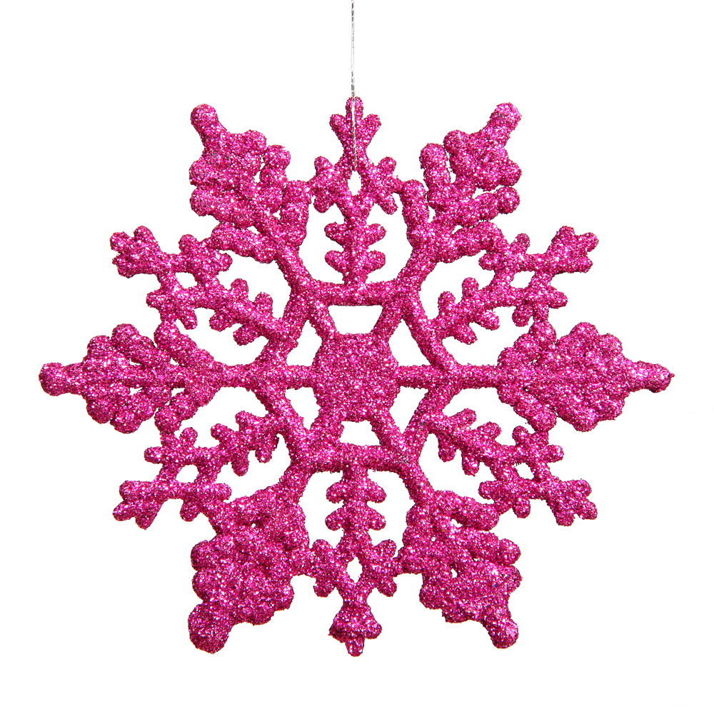 Christmastopia.com 6.25 Inch Magenta Glitter Snowflake Christmas Ornament 12 per Set