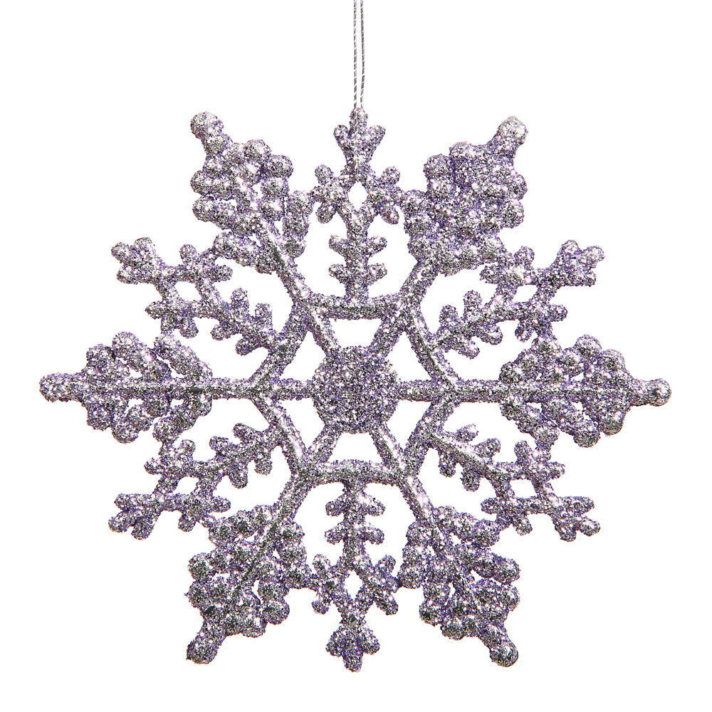 Christmastopia.com 6.25 Inch Lavender Glitter Snowflake Christmas Ornament 12 per Set