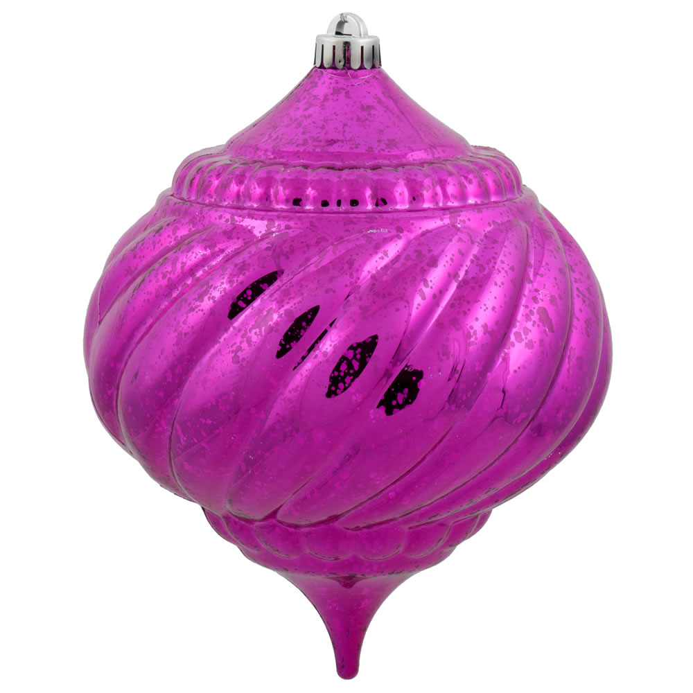 8 Inch Magenta Shiny Mercury Christmas Onion Spiral Ornament Shatterproof