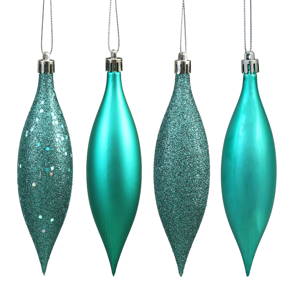 5.5 Inch Teal Drop Christmas Ornament Assorted Finishes