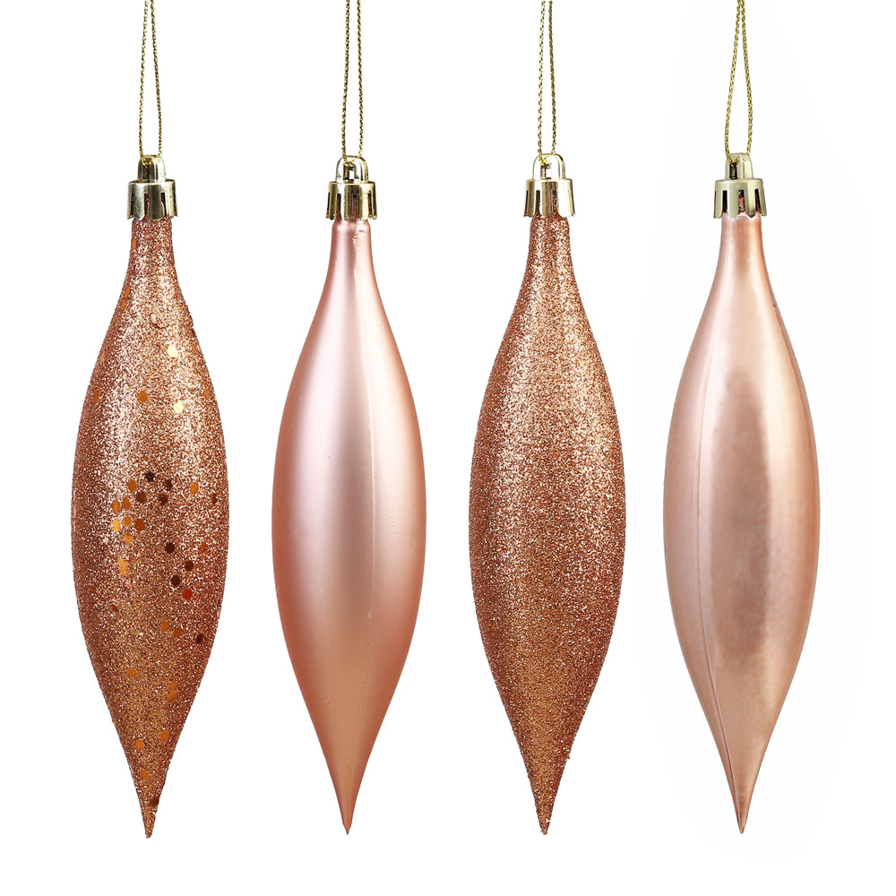5.5 Inch Rose Gold Drop Christmas Ornament Assorted Finishes