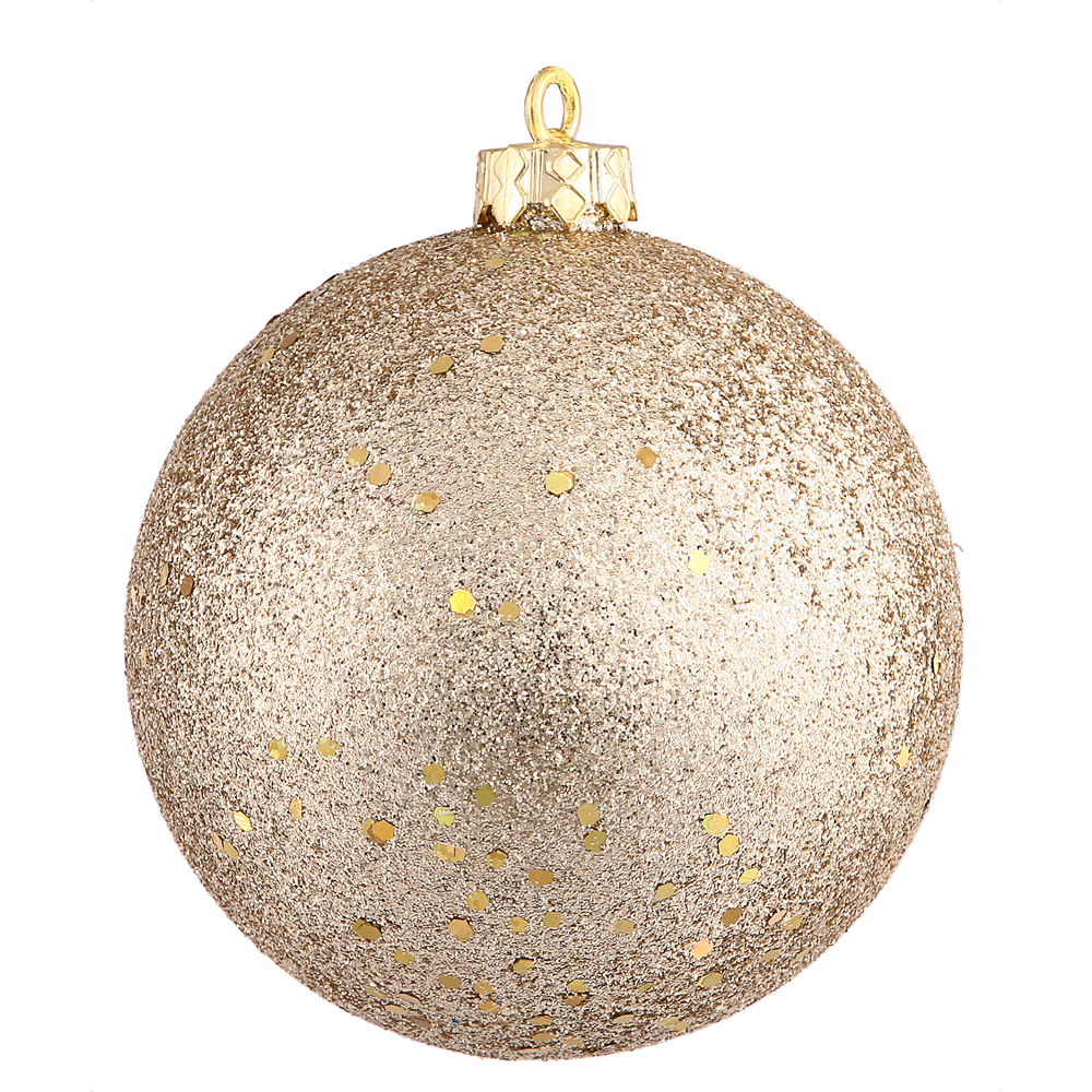 8 Inch Champagne Sequin Ball Christmas Ornament