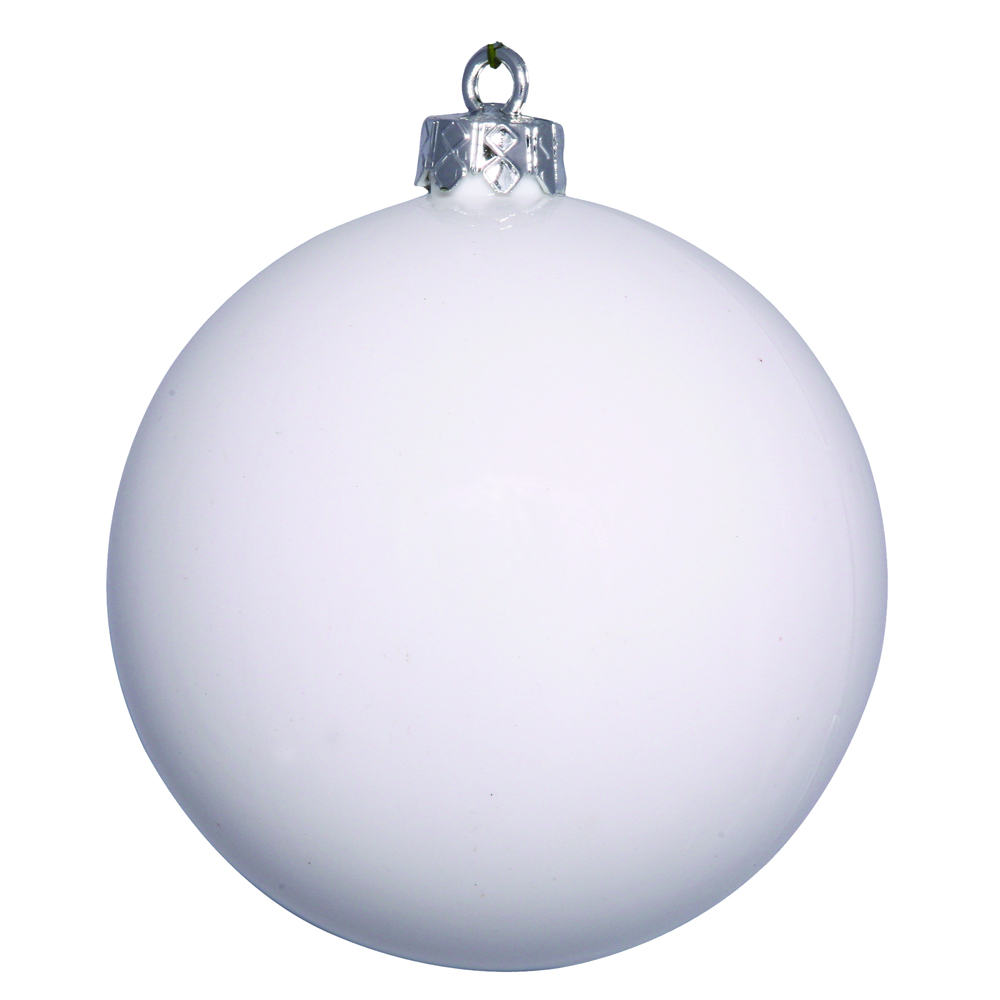 10 Inch White Shiny Round Christmas Ball Ornament Shatterproof UV