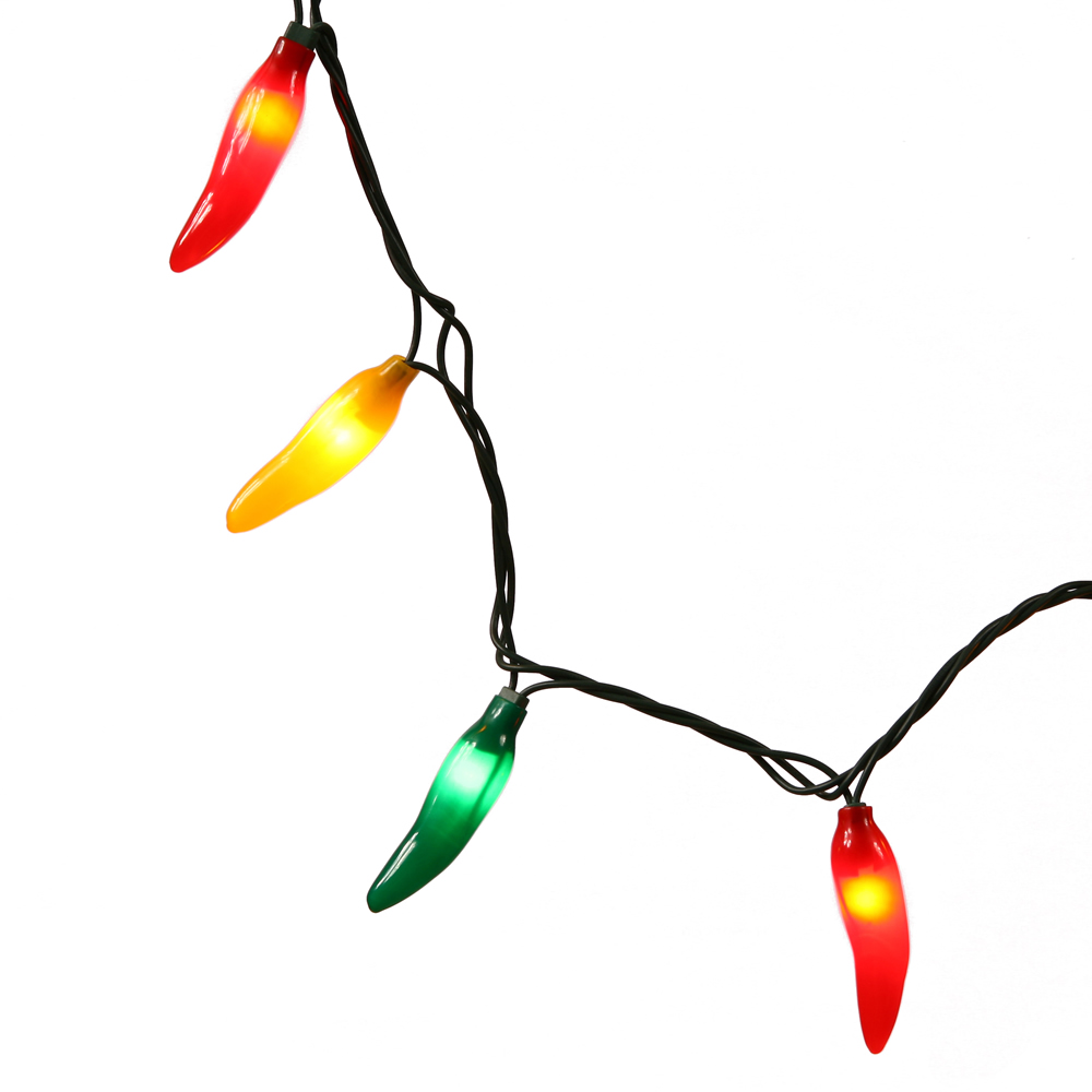 Christmastopia.com Chili Pepper Lights Multi Color 35 Incandescent Mini Clear Christmas Light Green Wire