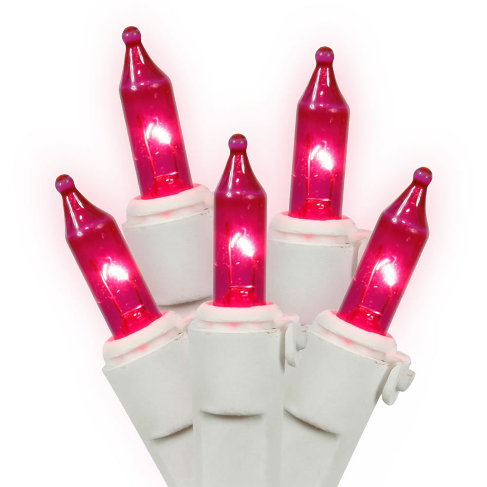 Christmastopia.com - 50 Pink Mini Incandescent Easter Light Set White Wire 4 Inch Spacing