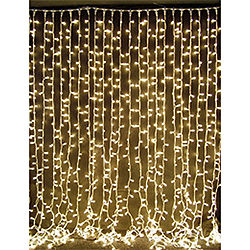 100 LED 5MM Wide Angle Warm White Curtain Christmas Light Set White Wire