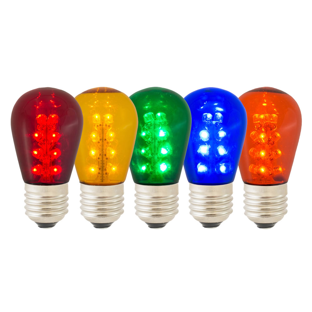 25 LED S14 Patio Transparent Multi Color Glass Retrofit Replacement Bulbs