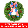 Live Patriotic Fresh Christmas Wreath