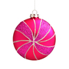 95MM Red And Purple Matte Round Swirl Ornament - Set Of 18