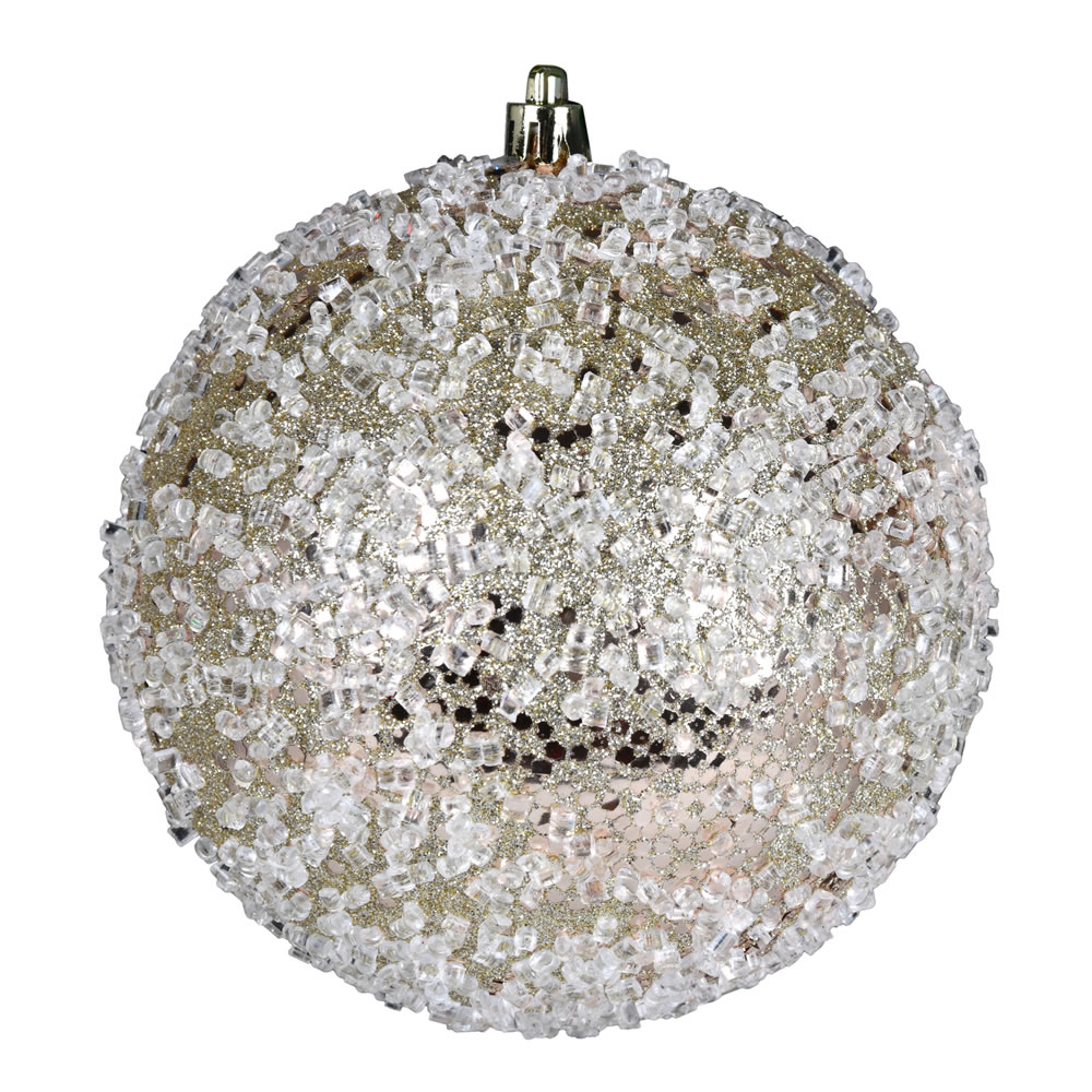 10 Inch Champagne Glitter Hail Christmas Ball Ornament