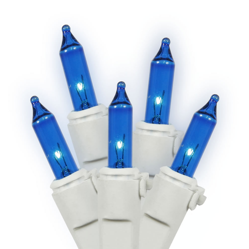 Christmastopia.com 50 Blue Incandescent Mini Light Set with White Wire
