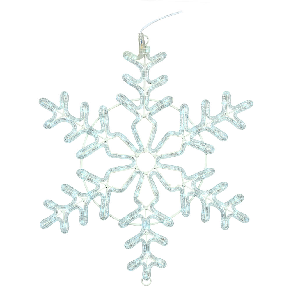 24 Inch LED Ropelight Twinkle Pure White Forked Snowflake Lighted Christmas Decoration