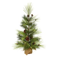 3 Foot Larkspur Pine Artificial Christmas Tree Unlit Burlap Base