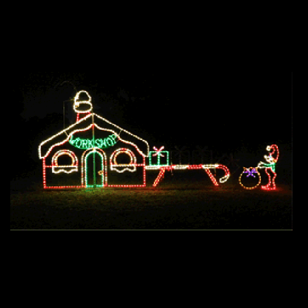 Santa Claus Workshop Animated LED Lighted Outdoor Commercial Christmas Decoration