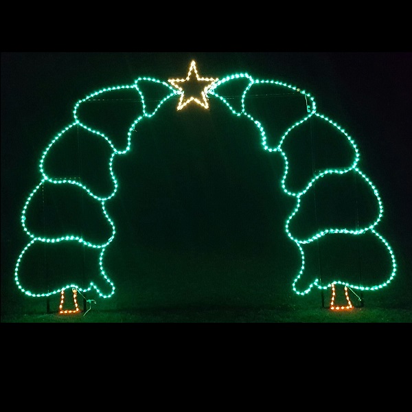 Walk Thru Tree Arch with Star Commercial LED Lighted Outdoor Christmas Decoration
