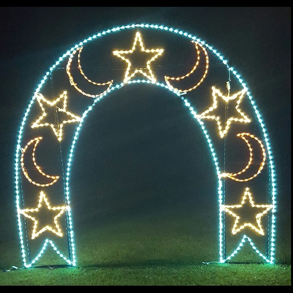 Walk Thru Moon and Stars Arch Commercial LED Lighted Outdoor Lawn Decoration