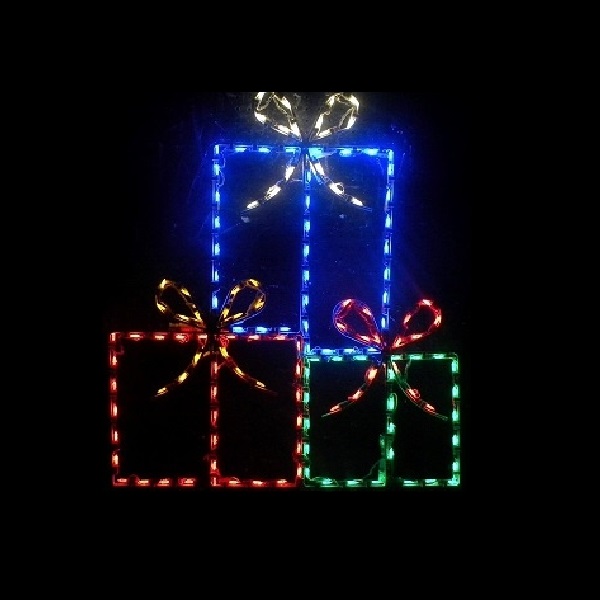 Gift Box Trio LED Lighted Outdoor Christmas Decoration