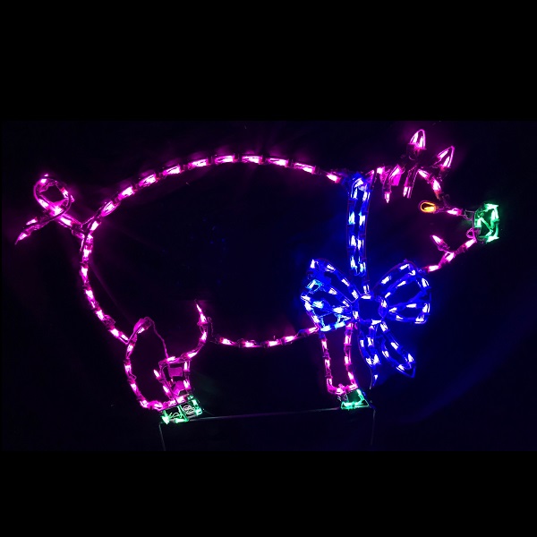 Christmas Pig LED Lighted Outdoor Lawn Decoration