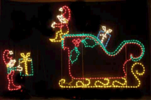 Elves Loading Santas Sleigh Animated LED Lighted Outdoor Christmas Decoration