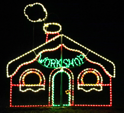 Santa Claus Workshop with Smoke Animated LED Lighted Outdoor Christmas Decoration