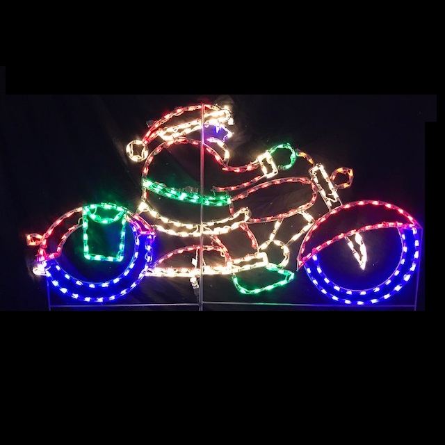 Santa on Motorcycle LED Lighted Outdoor Christmas Decoration