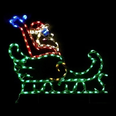 Santa Claus in Sleigh Small LED Lighted Outdoor Christmas Decoration