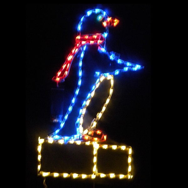 Penguin on Block of Ice LED Lighted Outdoor Christmas Decoration