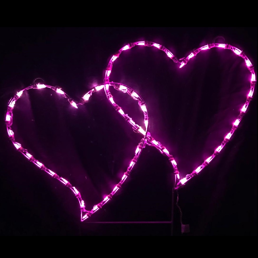 Double Heart LED Lighted Outdoor Valentines Day Decoration