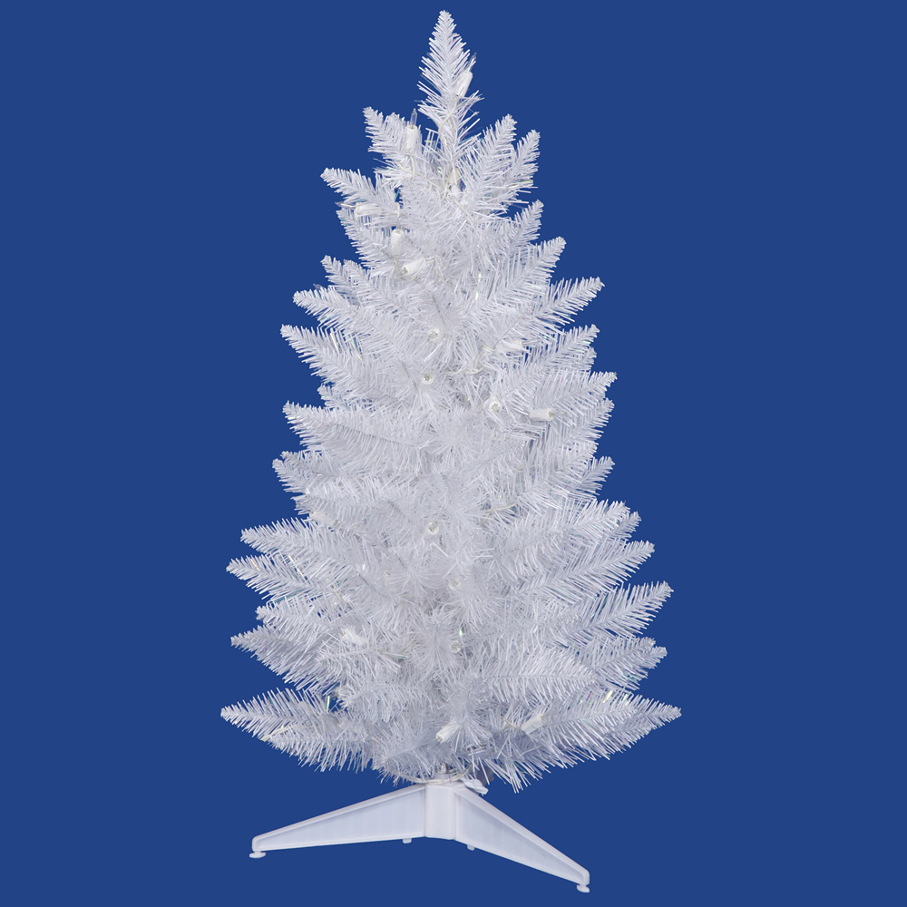 2.5 Foot Sparkle White Pencil Spruce Artificial Christmas Tree 50 DuraLit Incandescent Clear Mini Lights