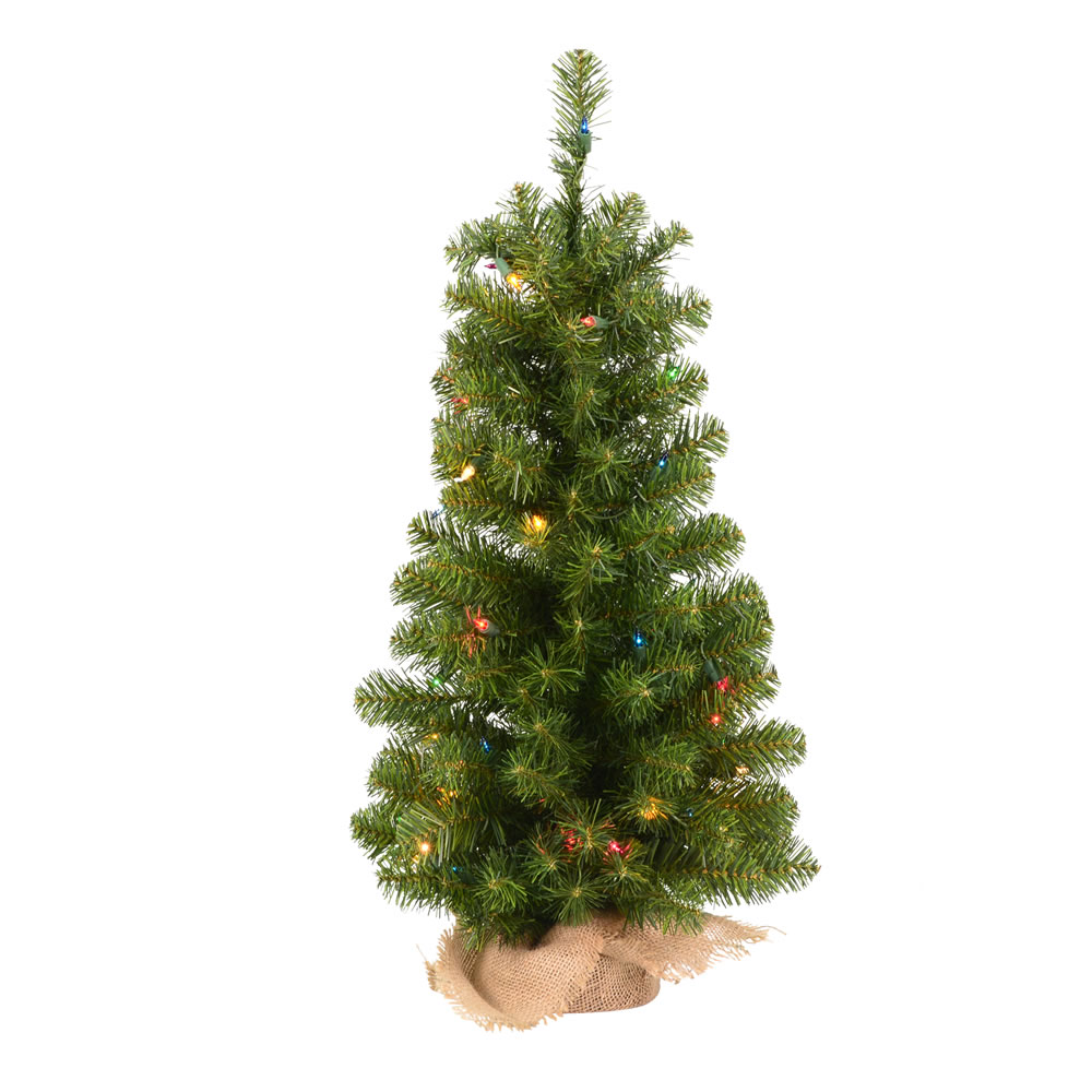 3.5 Foot Felton Pine Artificial Christmas Tree 100 Incandescent Multi Color Mini Lights