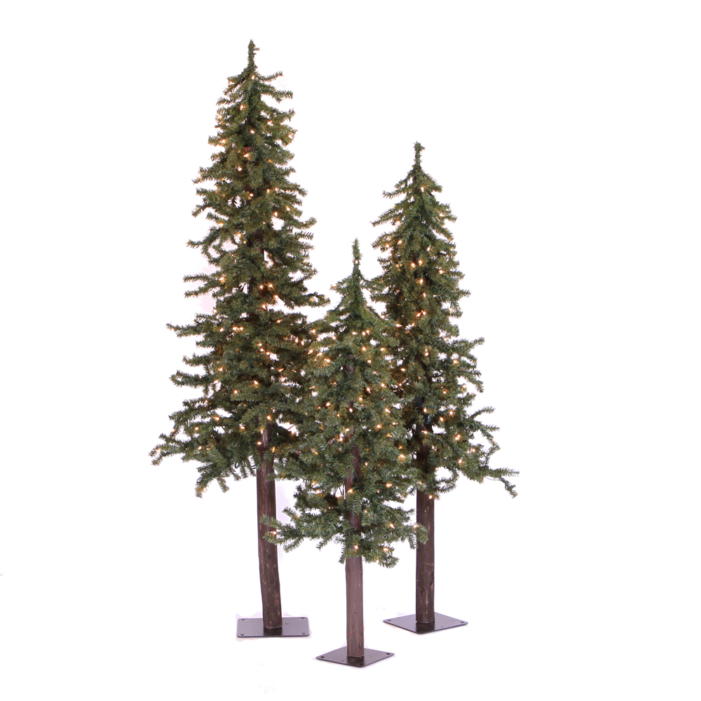 Christmastopia.com Natural Alpine Artificial Christmas Tree Unlit Small Set of 3