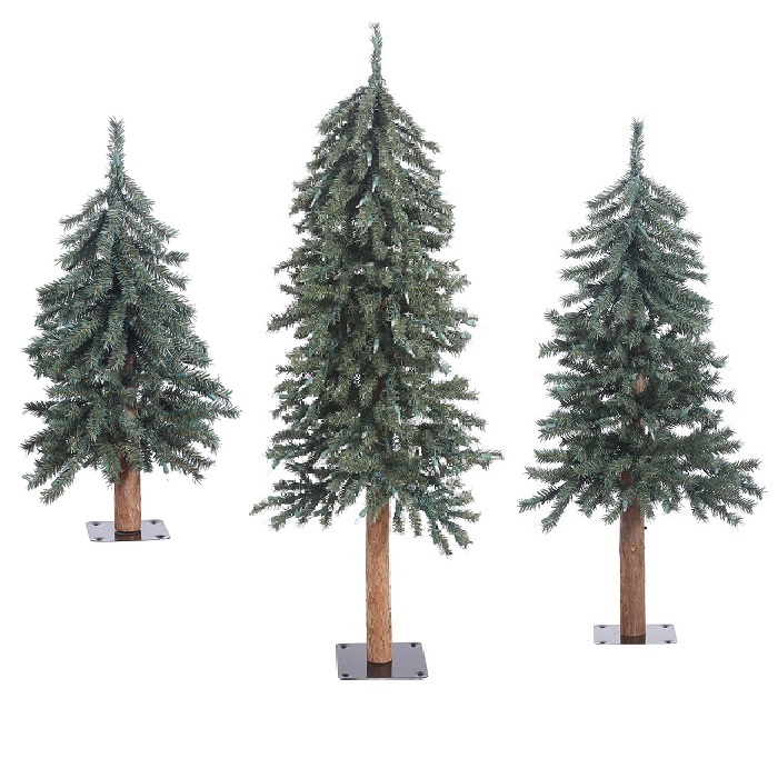 Christmastopia.com Natural Bark Alpine Artificial Christmas Tree - Unlit - Small Set of 3