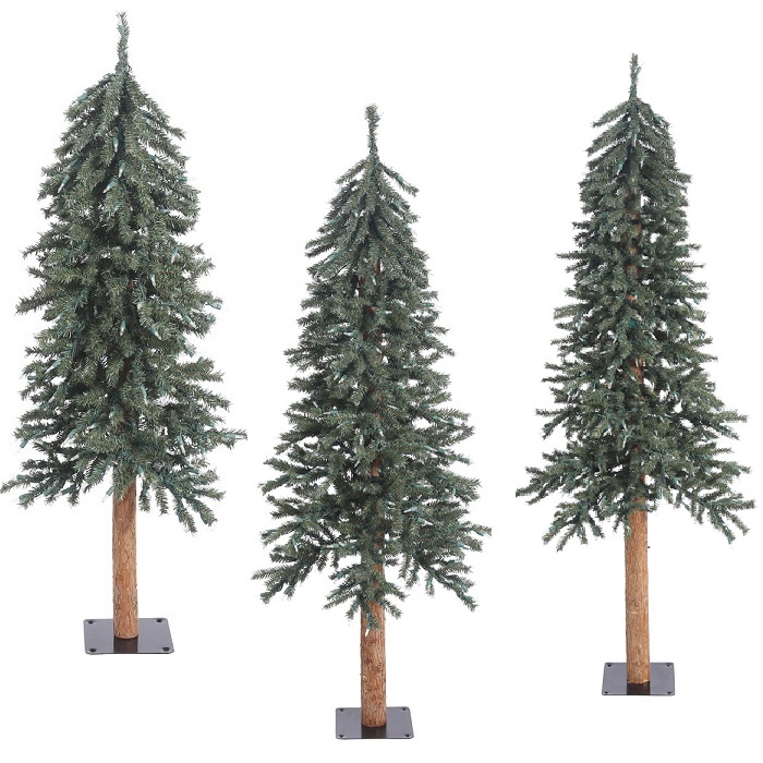 Christmastopia.com Natural Bark Alpine Artificial Christmas Tree - Unlit - Large Set of 3