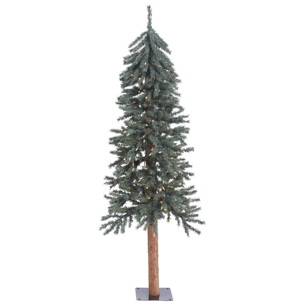 5 Foot Natural Bark Alpine Artificial Christmas Tree 150 DuraLit LED Warm White Italian Mini Lights