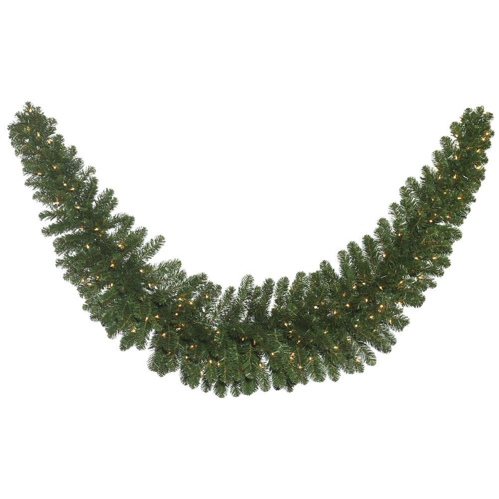 Christmastopia.com 9 Foot Oregon Fir Artificial Christmas Swag Garland 150 DuraLit Incandescent Clear Mini Lights